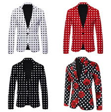 Blazer a pois uomo classico un bottone business sport cappotto giacca tuta casual