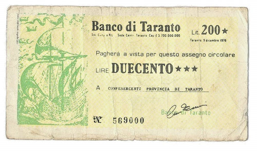 Miniassegni banco taranto - miniassegni,