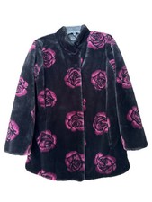 Dennis Basso cappotto pelliccia sintetica nero e rosa rosa donna taglia oversize XS NUOVO SENZA ETICHETTE