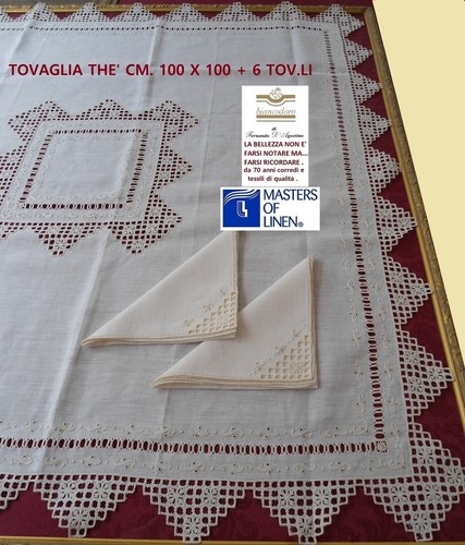 Tovaglia thè lino ricamo - tovaglia thè,