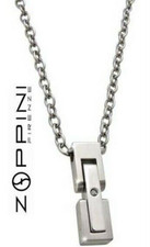  Collana Pendente Girocollo Uomo Zoppini acciaio diamante nero e catena 60 cm