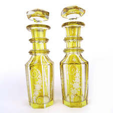 1 di 2, caraffa, vetro cristallo, rum/profumo, decorazione taglio, Boemia 1910 circa