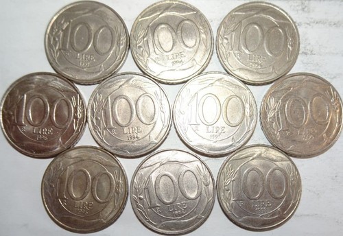 Monete italia 100 lire - lire, 10