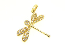 Ciondolo libellula in oro massiccio 18k usato con zirconi Made in Italy Vicenza