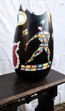 GRANDE  VASO PORTA OMBRELLI IN CERAMICA  ARLECCHINO -DIPINTA A MANO-