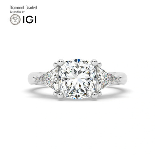 Cushion diamond trilogy ring - cushion,