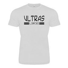 T-shirt Ultras Liberi bianco-nero Manica Corta Cotone Maglietta maglia casual