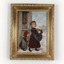 ? Antico dipinto olio su tela “ Sorelline con tè caldo”  No Renato Natali