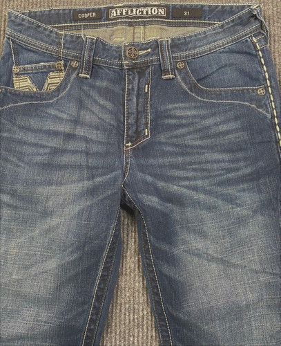 Affliction jeans uomo blu - jeans,