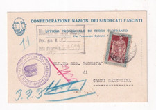 REGNO 1929 - CARTOLINA VIAGGIATA PER CAMPI SALENTINA - VALORE ISOLATO