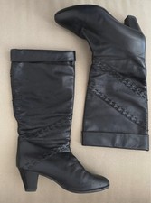 Stivali Vintage Con Tacco In Pelle Nera