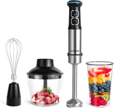 1500W Frullatore a Immersione,  4 in 1 Blender in Acciaio Inox, Multifunzione Mi