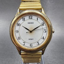 Orologio Seiko Spirit uomo 34mm quadrante bianco tono oro 5s21-6a50 batteria nuova