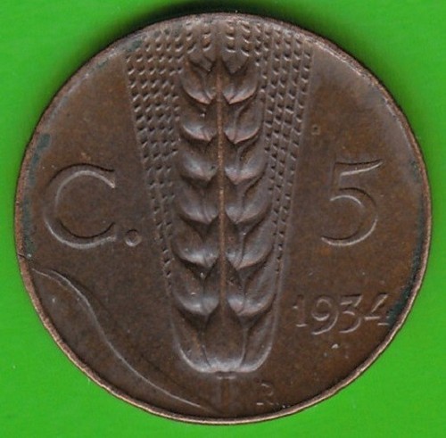 Moneta italia centesimi 1934 - italia, 5