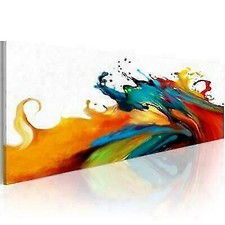 QUADRO MODERNO ASTRATTO ONDE DI COLORETELA 50X150 CM