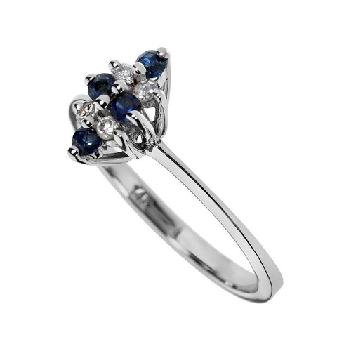 14k oro bianco anello - bianco, diamante