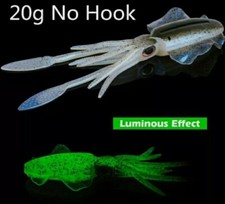 ESCA CALAMARO LUMINOSO 15 CM 20 GR, SOFT SQUID PESCA VERTICAL JIGGING TRAINA