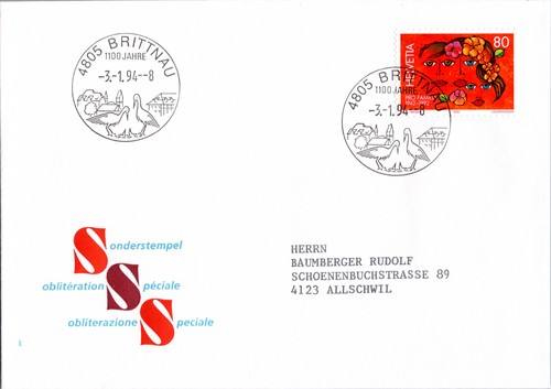 Svizzera lettera sst brittnau - svizzera,