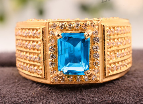 Anello uomo topazio blu