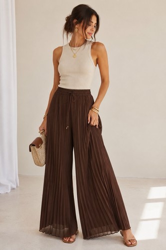 Zara woman brown pleated - woman,