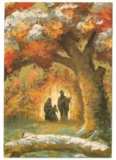 1983 cartolina vintage auguri di Buon Natale bosco sacra famiglia