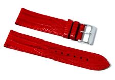 Cinturino orologio in vera pelle semi imbottito stampa lucertola rosso 22mm
