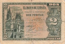 Spagna Spain 2 Pesetas 1937