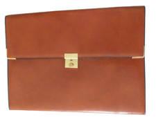 Cartella portadocumenti in cuoio color cognac Anni '80