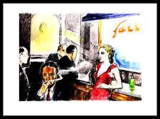 ALBERTO SUGHI -  LITOGRAFIA   CM. 66 X 90 INTERNO  CAFFE'