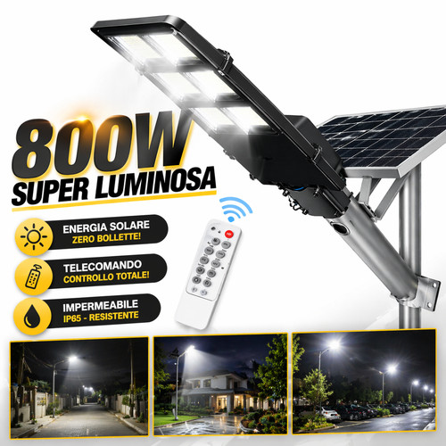 Lampione solare led - led, 800w