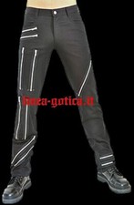 pantaloni cotone nero zip dark