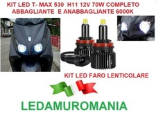 KIT LED TMAX 530 H11 70W 12V LAMPADINE FARO LENTICOLARE LUCI CANBUS 6000K TOP PV