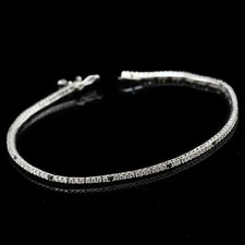 BRACCIALE TENNIS  ORO BIANCO 18KT BRILLANTI NERI E BIANCHI 1.23 CT CERTIFICATO