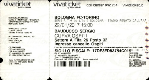 Biglietto stadio bologna vs - bologna, fc