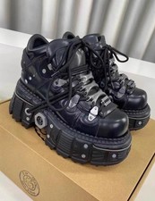 Stivali New Rock unisex neri in pelle rock biker boots