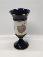 Vaso in ceramica fiorentina Hand Made Italy Con decorazioni vintage Blu E Oro 