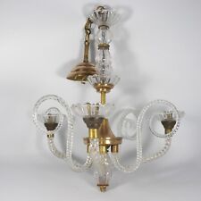 ANTICO LAMPADARIO VENEZIANO IN VETRO OTTONE E BRONZO VINTAGE CHANDELIER V407