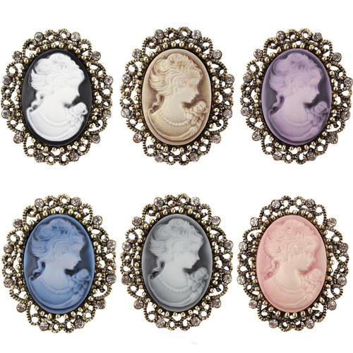 Cameo spilla ovale color - spilla,