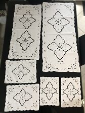 set centrini ad intaglio vintage fatti a mano in cotone