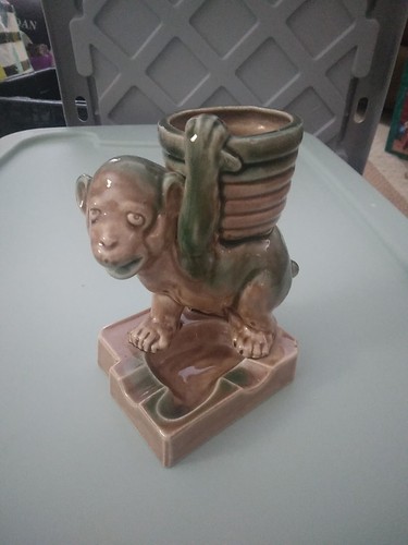 Vtg majolica monkey - vtg,