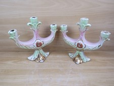 coppia di CANDELABRI in PORCELLANA vintage candelieri portacandele ceramica da