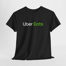Uber Eats T-Shirt Nera - Maglietta Unisex Conducente Consegna per Uomo o Donna