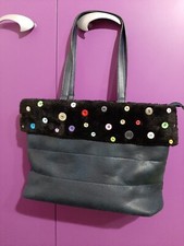 Borsa Artigianale Fatta A Mano Shopping Donna A Spalla Blu Introvabile 