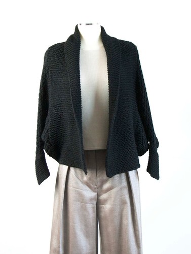 Wool bolero black open - open, front