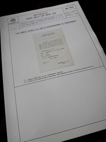 Vespa rally 200 - vespa, documento