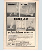 1961 CARTA PUBBLICITARIA Holiday Yachts Long Island New York Motoscafo Barca a Vela