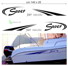 2 adesivi in vinile per imbarcazione nautica barca DX+SX Saver 540 cabin fisher