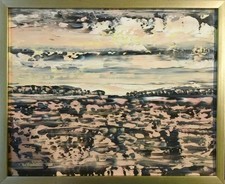 Quadro “paesaggio” dipinto a olio su legno 24 x 30cm ,compresa cornice