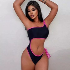 Costume Intero Nero Monospalla