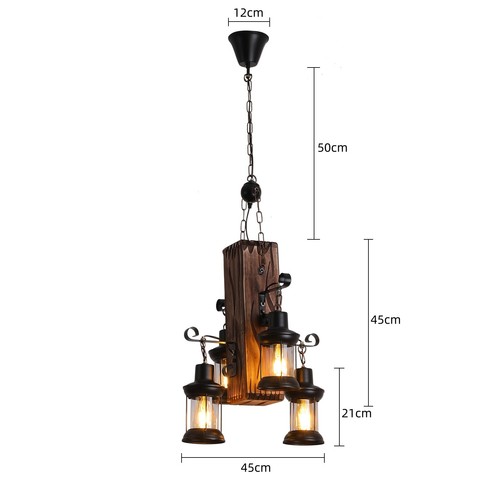 Lampadario vintage legno - lampadario,